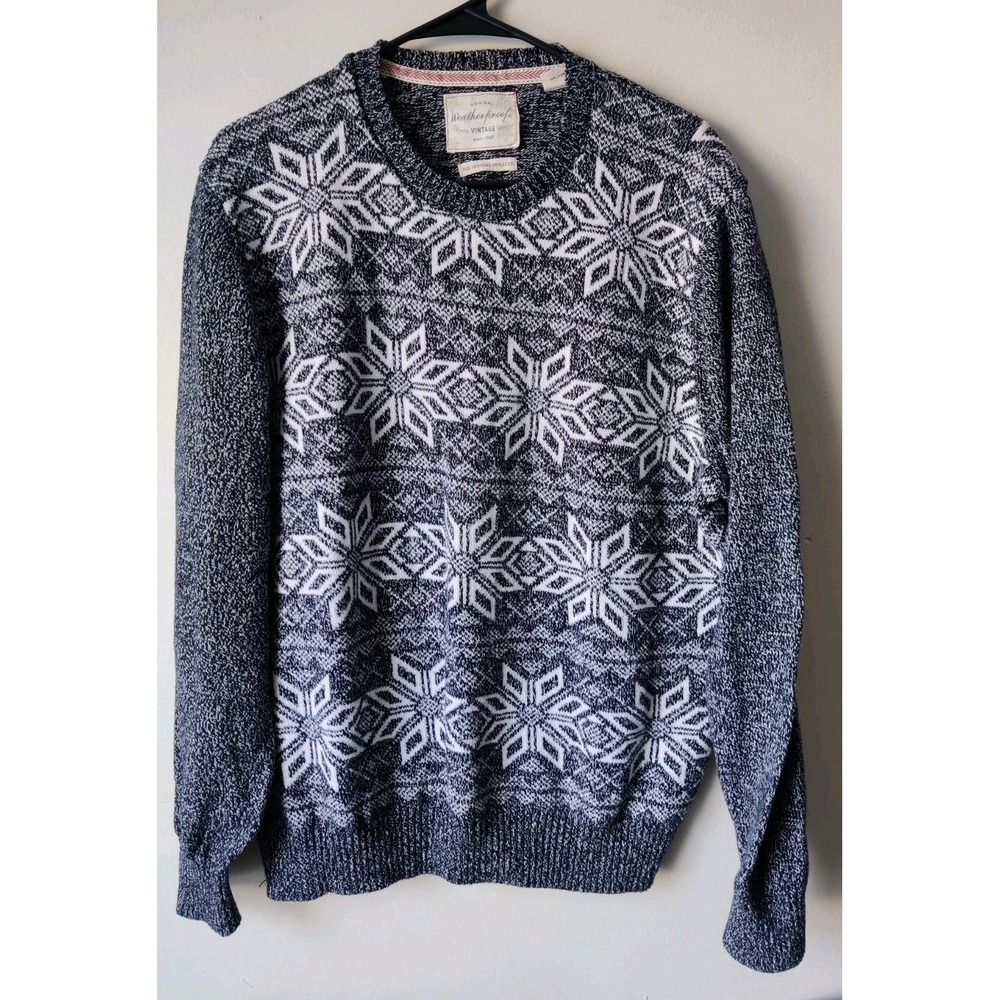 Weatherproof‎ Vintage 100% Cotton Snowflake Crewneck Sweater Men's Size Large